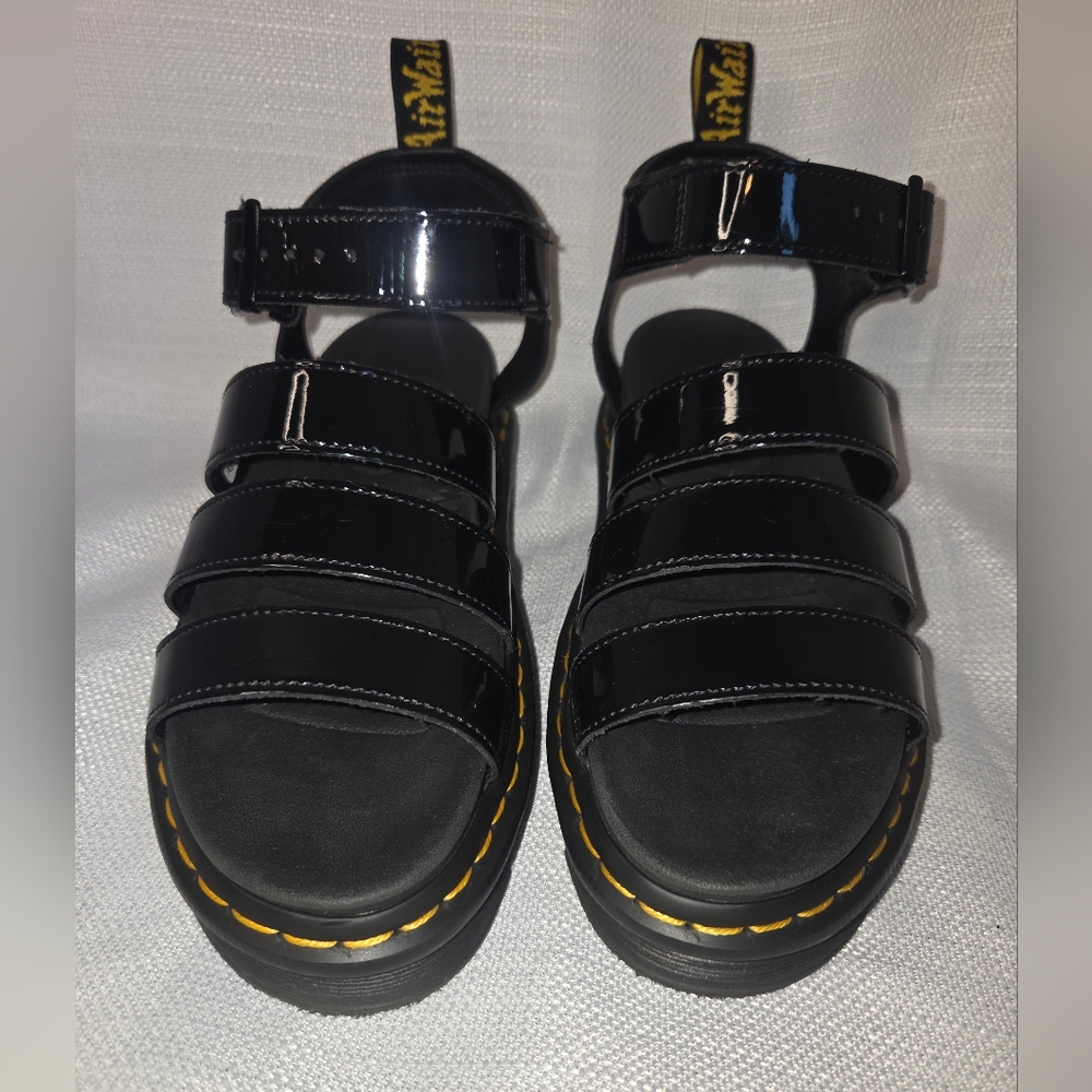 Dr. Martens 'Blaire' Black Patent Leather Strappy Sandals, Women's Size 8/EU 39